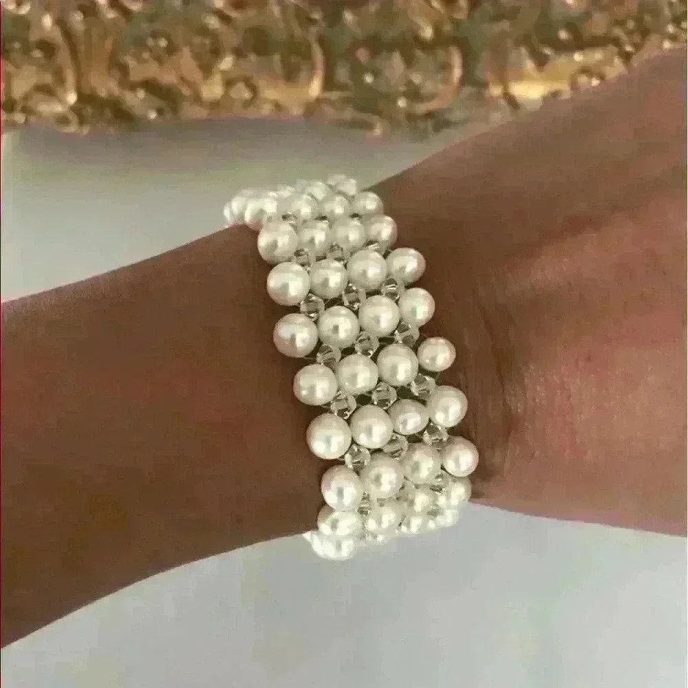 Handmade white pearl choker & bracelet - Picture 2 of 7